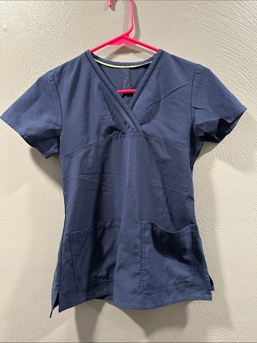 Med Couture Navy V-Neck Women's Tunic Scrub Top